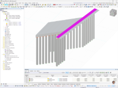 Ponte integral como modelo do RFEM apresentado numa vista de análise estrutural