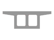 Uma seção transversal de viga em caixão bicelular é modelada no RSECTION usando um bloco paramétrico para definir a geometria dos vazios internos.