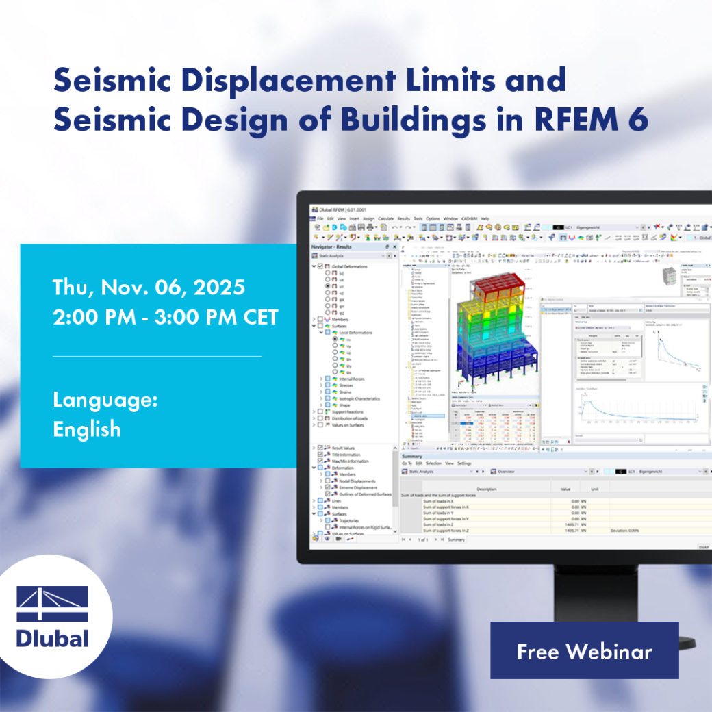 Limites de deslocamento sísmico e projeto sísmico de edifícios no RFEM 6