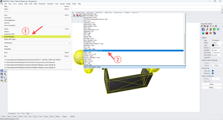 Exportação de modelo do Rhino como STL para o RWIND