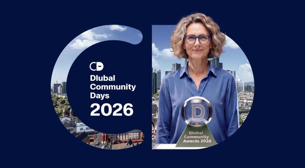 Capa a exibir os Dlubal Community Days e Prémios de 2026, com Mia como a Embaixadora de IA.