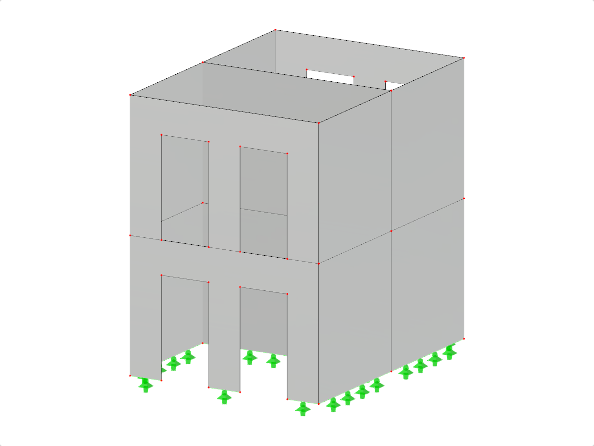 Uma visualização estrutural mostrando pilhas de paredes celulares duplas com números variados de andares, ilustrando a variabilidade de projeto na construção.