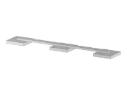 Visualização 3D de um modelo estrutural demonstrando uma fundação por viga de equilíbrio combinada com sapata numa estrutura de betão.