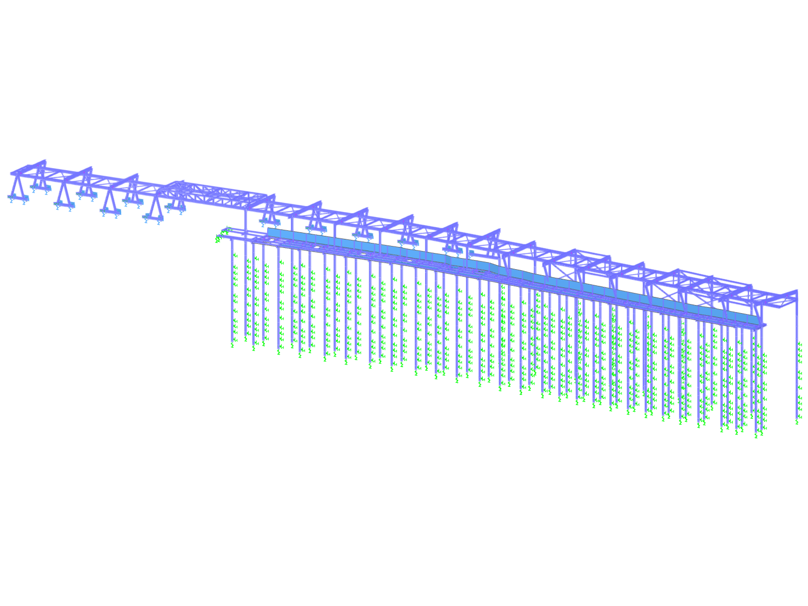 Modelo RFEM 6 de uma via de rolamento de aço para a plataforma 4 na Estação Central de Amesterdão
