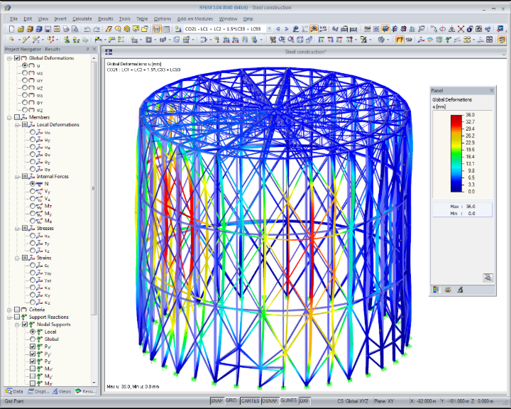 3D модель конструкции с отображением деформаций в программе RFEM (©Knapp)
