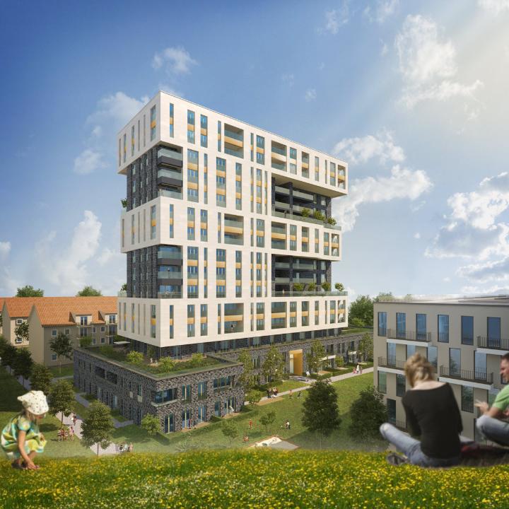 Визуализация многоэтажного жилого дома | Вид 2 (© AS+P Albert Speer + Partner GmbH | Визуализация: Визуализация: C. Horvath)