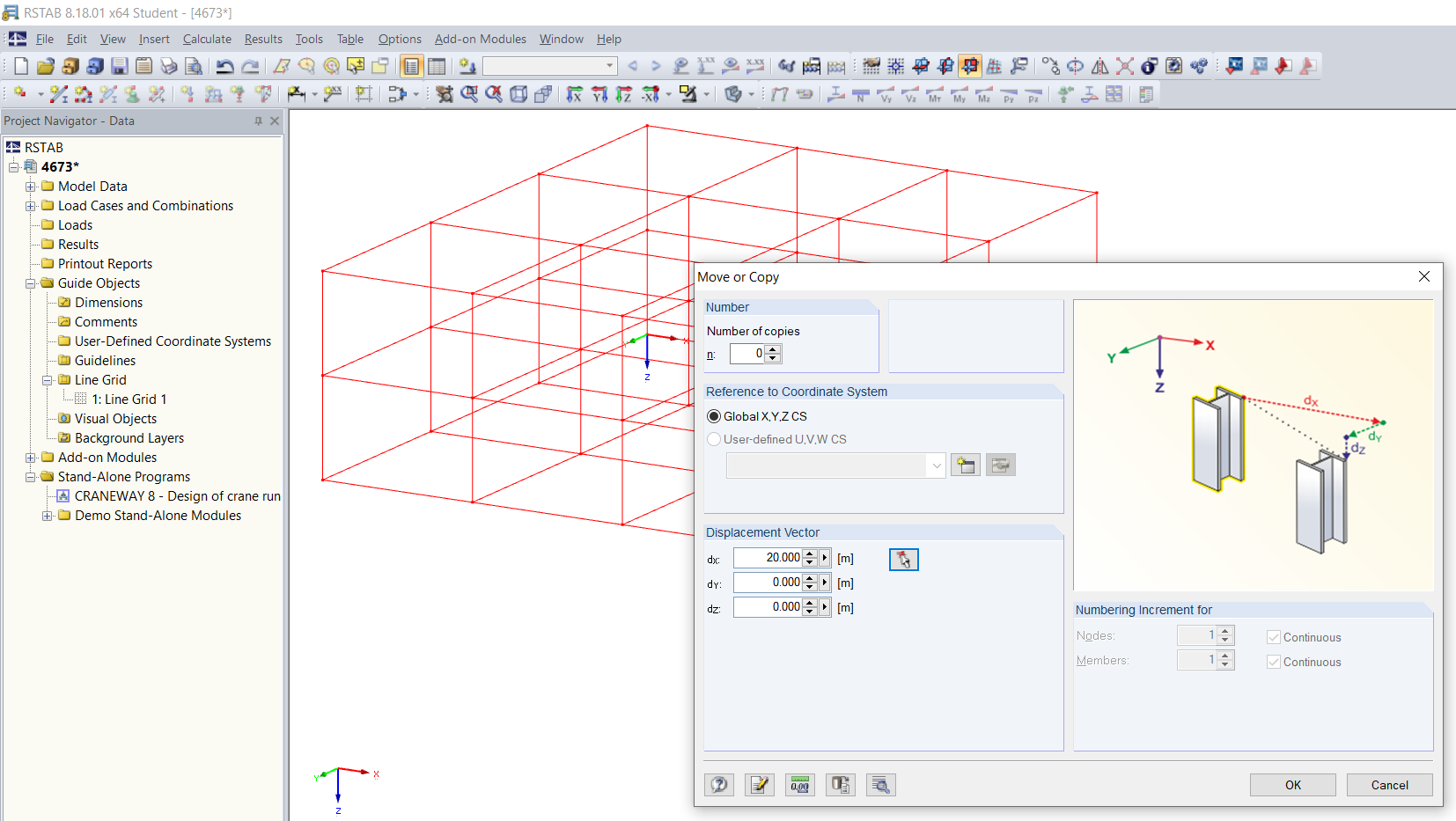 Копирование решетки линий с помощью Копировать »