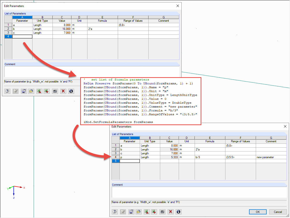 Изменение списка параметров с помощью модуля RF-COM/RS-COM