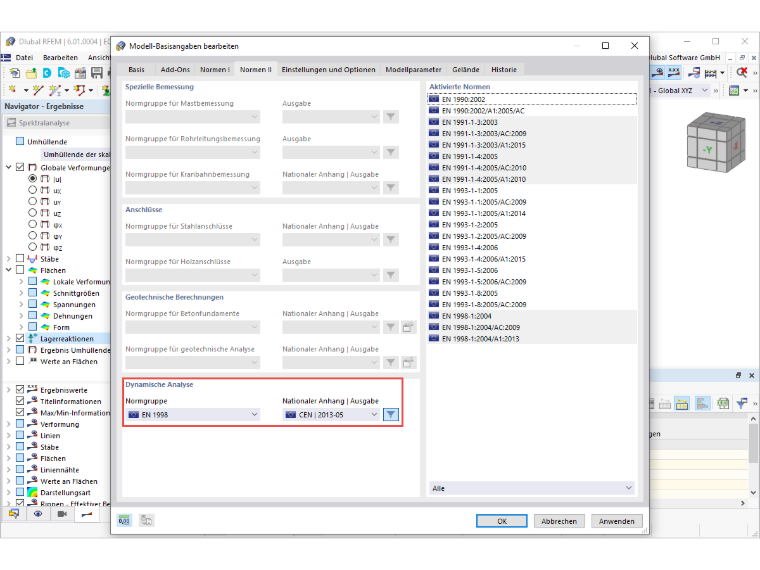FAQ 005116 | Как выполнить расчет землетрясений в программе RFEM 6 и RSTAB 9?