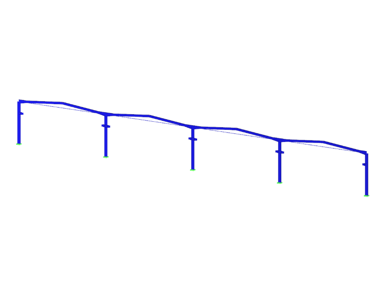 Четырехпролетный производственный цех с мостовыми кранами