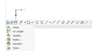Schaltflächen für Bemaßungen in der CAD-Symbolleiste