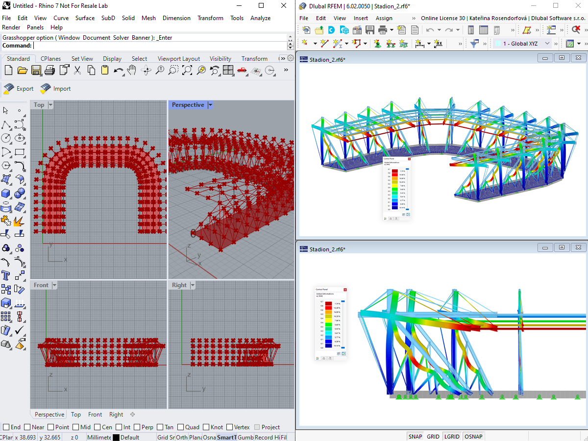 RFEM 6 интерфейсы для Rhino