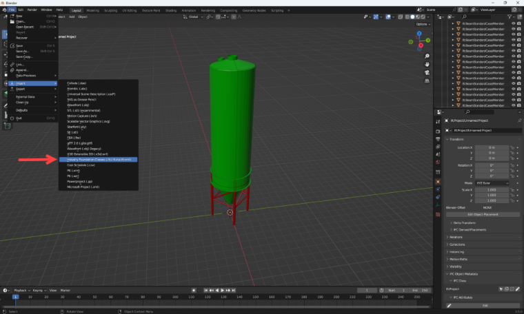 Импорт формата .IFC в Blender