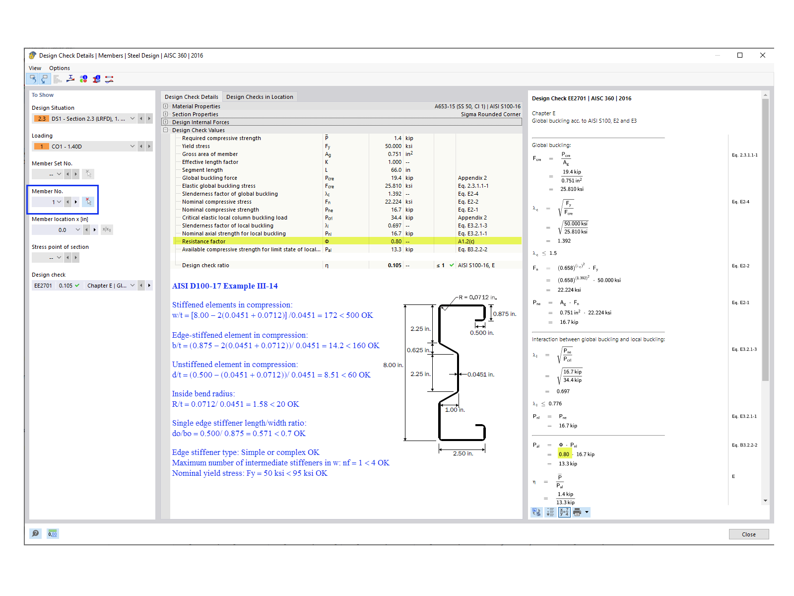 FAQ 005378 | Проверяет ли RFEM пределы применимости таблицы B4.1-1 AISI?