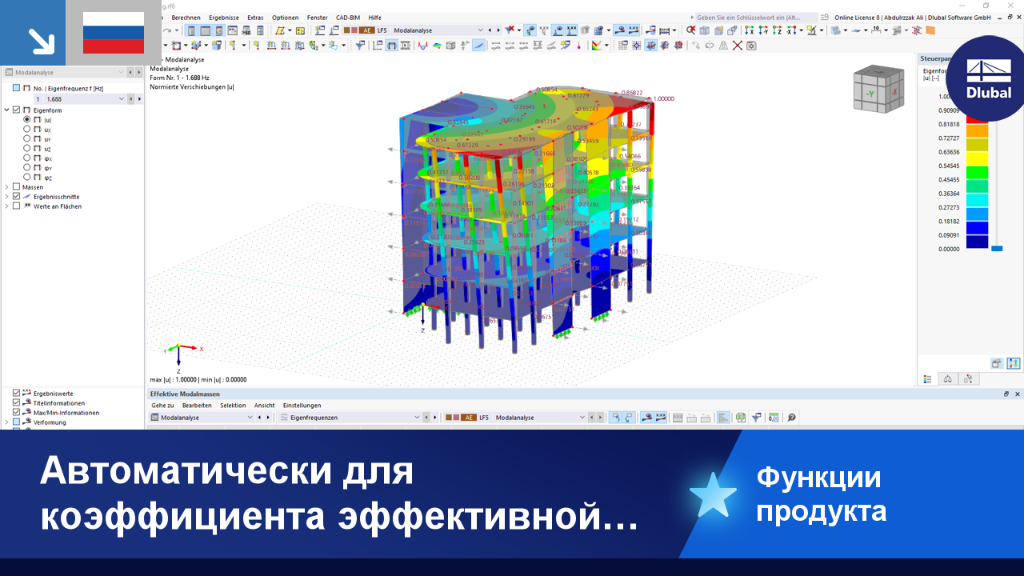 Изображение автоматизированных методов для достижения эффективных факторов модальной массы в расчётах конструкций.