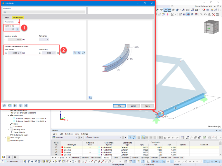 Часто задаваемые вопросы 005571 | Можно ли автоматически задать один или несколько узлов на одном или нескольких стержнях?