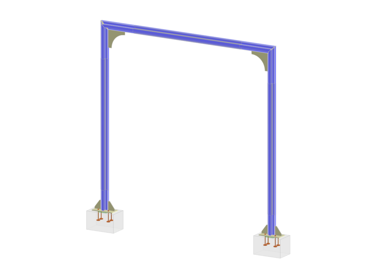 Модель 006296 | Стальная рама с сечением RSECTION (труба + 4 элемента жесткости)