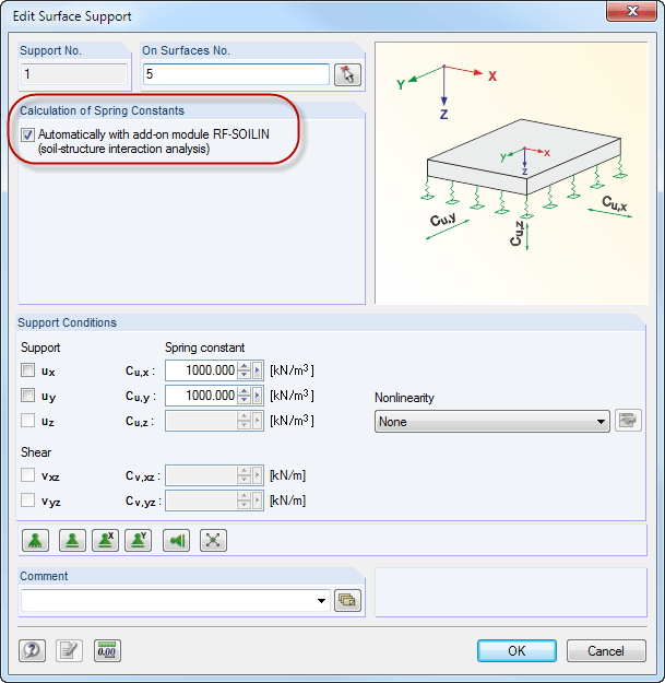 Berechnungsoption für RF-SOILIN in RFEM