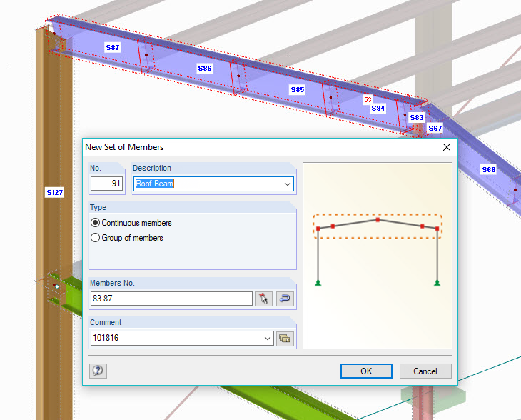 图 06 - RFEM-多杆件功能用于组合多个单个杆件， 将原有的 BIM 模型中的物理构件对应结构计算模型