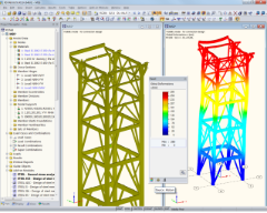 3D-Modell des Kesselgerüstes und Verformungsfigur in RSTAB (© Voss & Kamb und Partner GmbH)