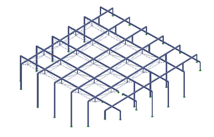 RSTAB-Modell der Stahlkonstruktion (© Frener & Reifer)