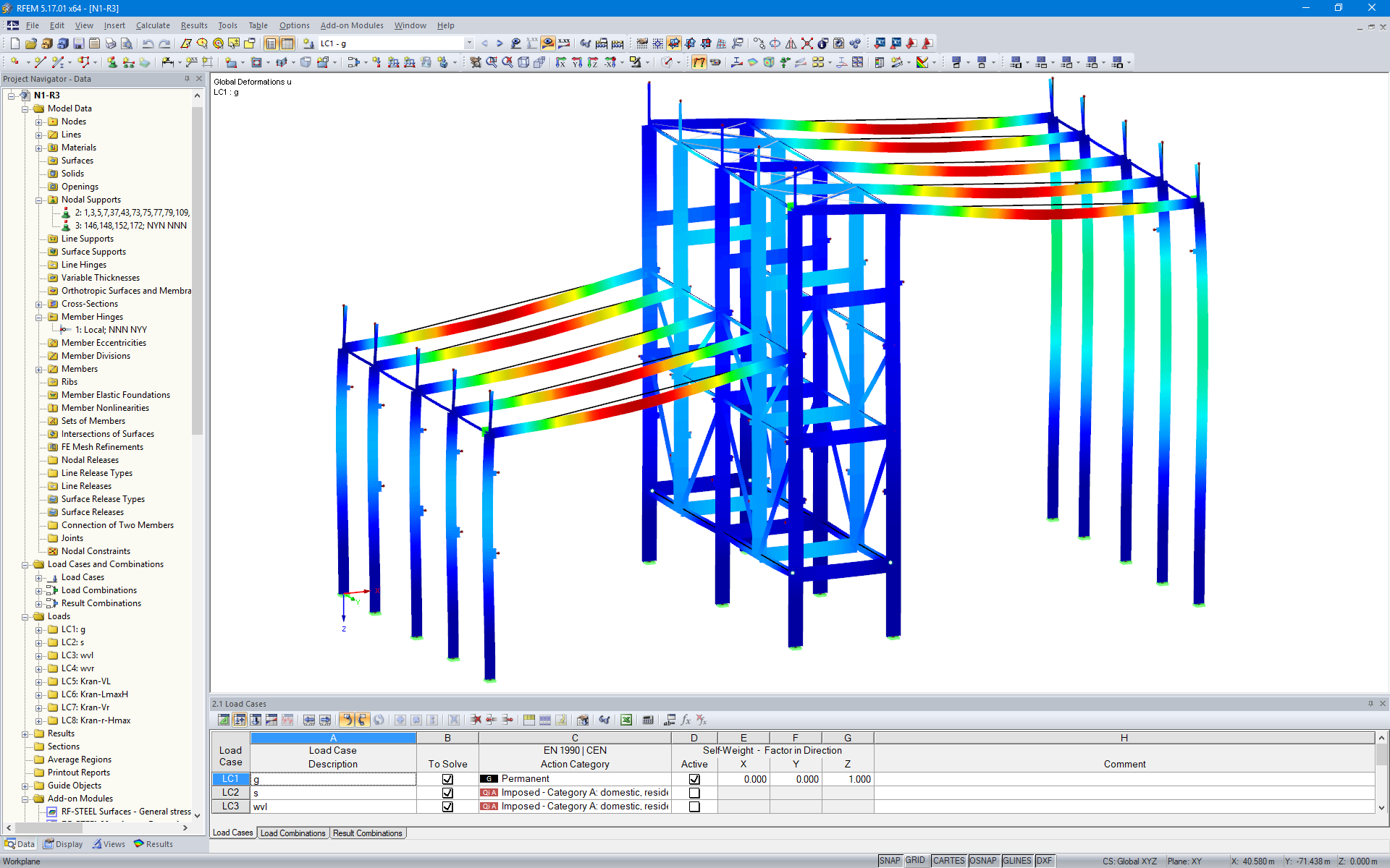 在 RFEM 中显示变形的3D模型（© pbr）