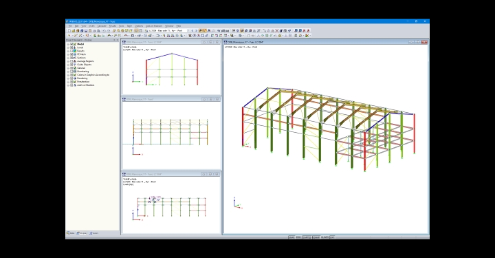 RFEM 中厂房的各种视图 (© Albyr)