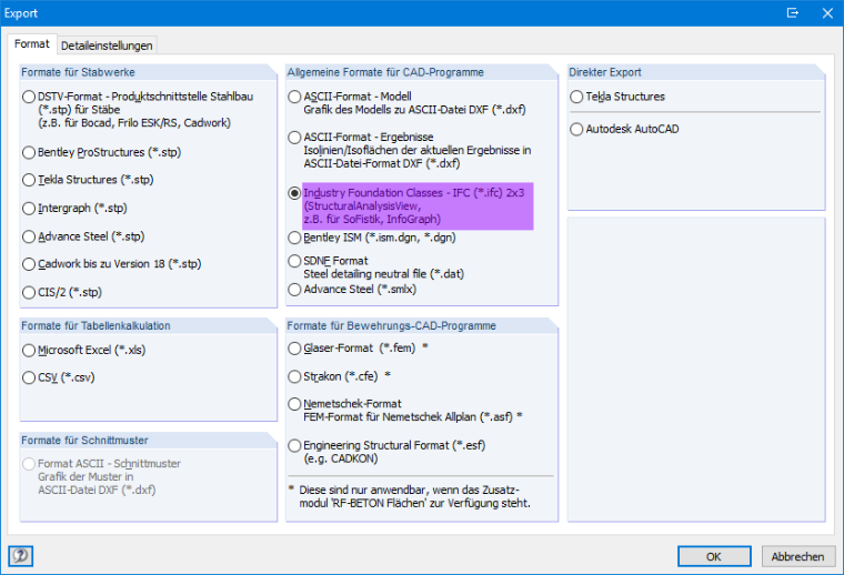 在 StructuralAnalysisView 中导出 IFC