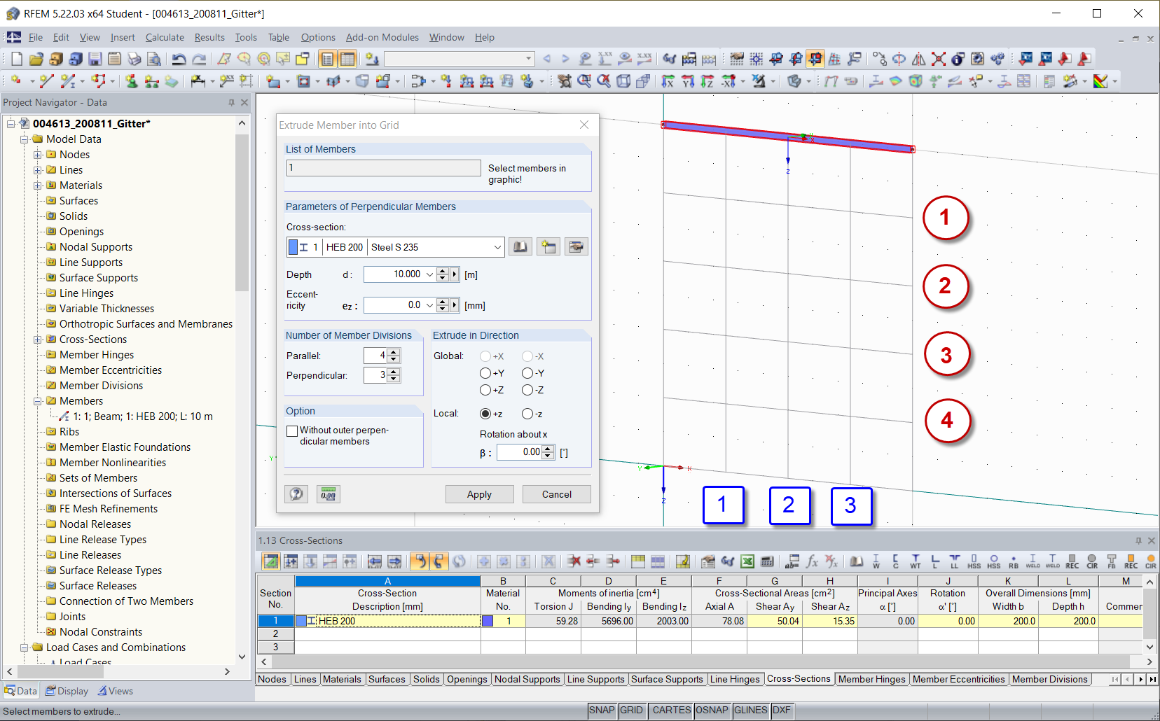 “拉伸杆件到栅格”对话框
