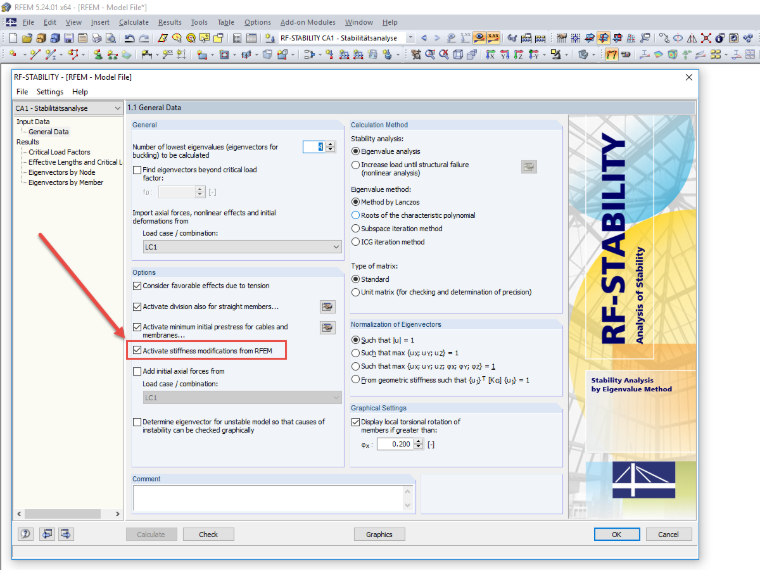 激活 RFEM 的刚度修改