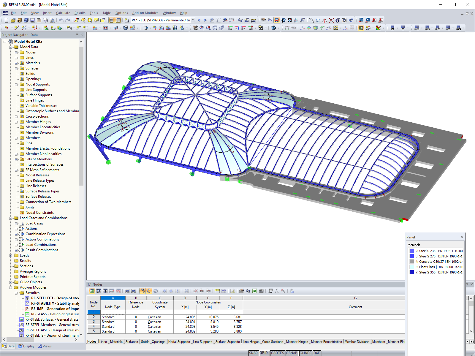 天窗 3D RFEM 模型 (© Bellapart)