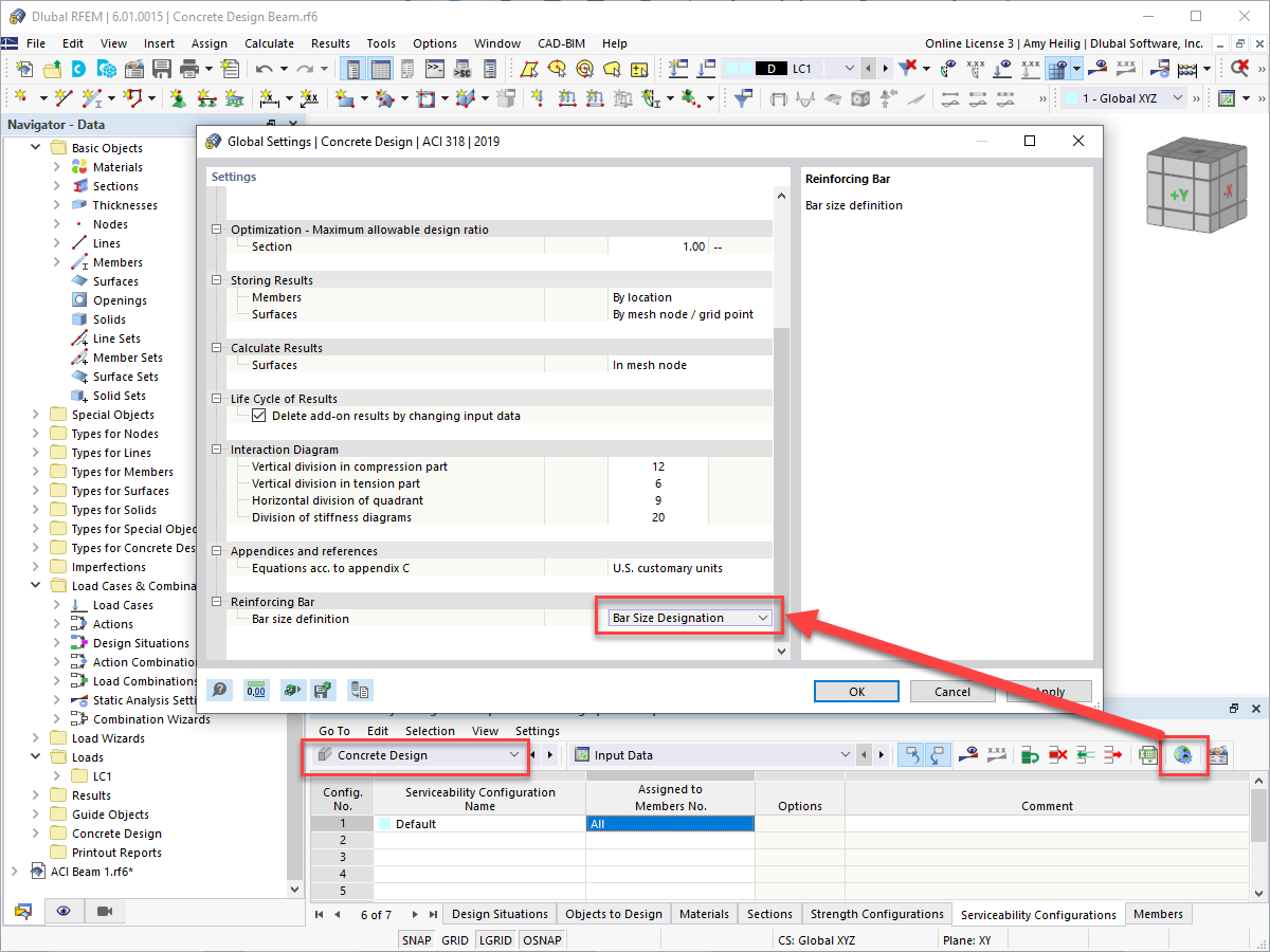 常见问题解答 005195 | 我可以在 RFEM 6 Concrete Design 模块中定义其他钢筋尺寸而不是下拉菜单中的默认钢筋尺寸吗？