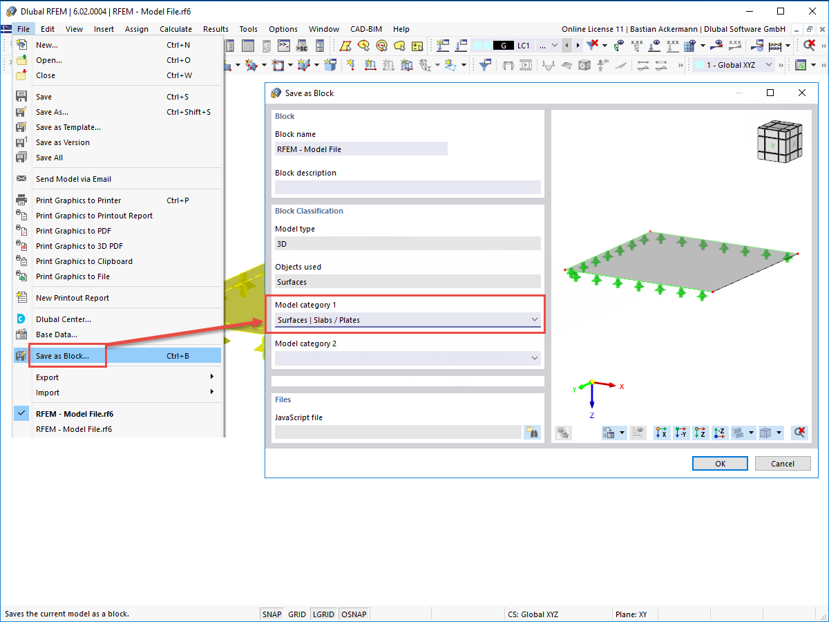 常见问题解答 005231 | 如何在 RFEM 6/RSTAB 9 中创建和打开块？
