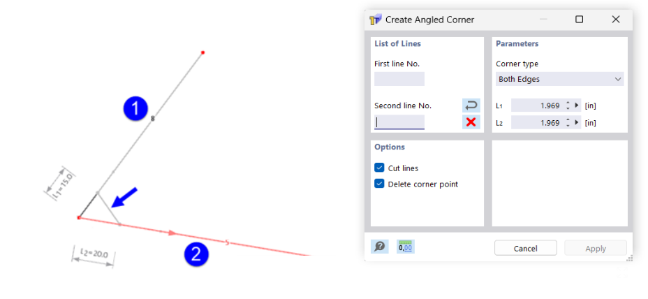 “拐角倒角”对话框