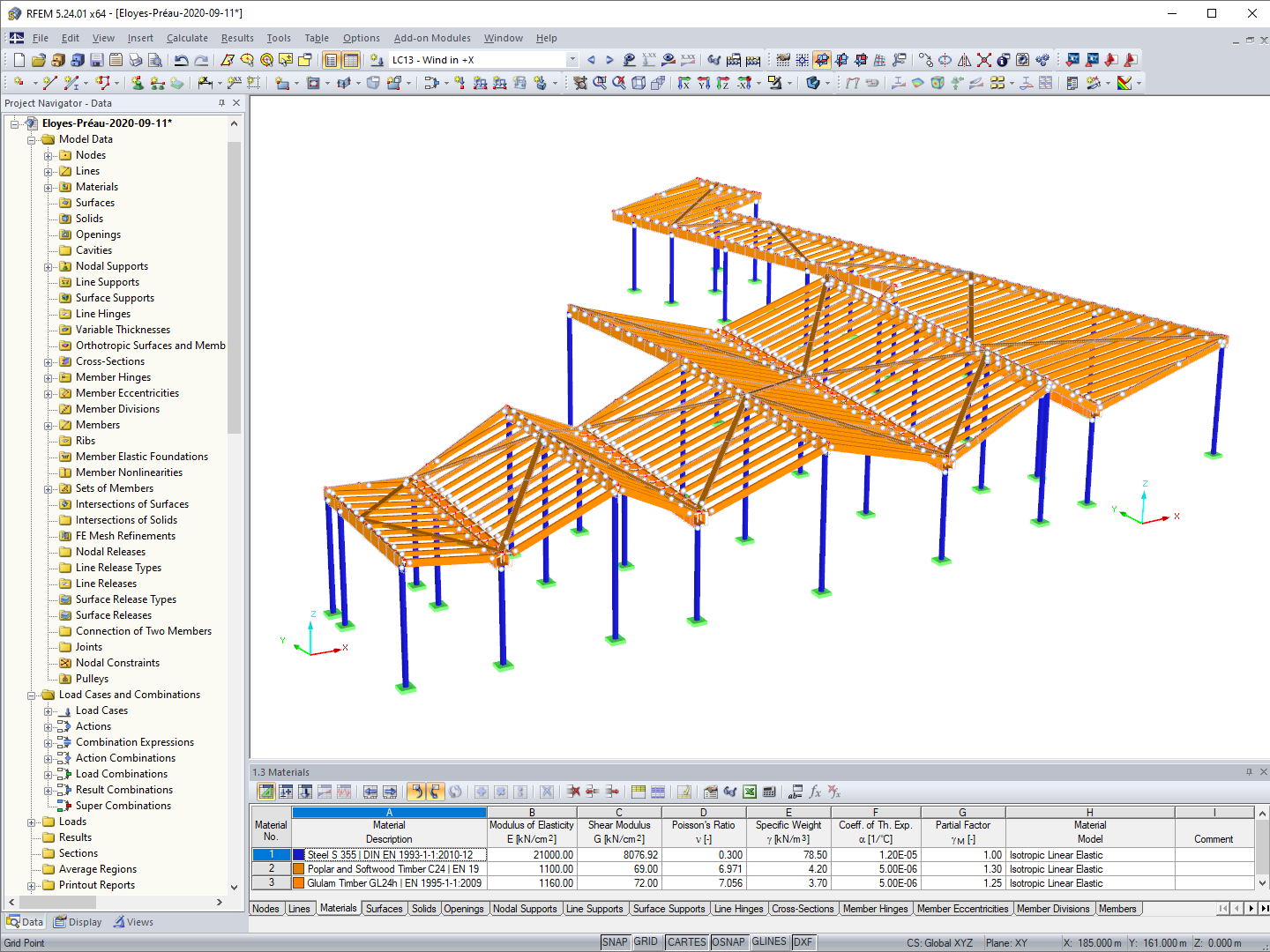 在 RFEM 中建模的庭院框架结构（© D-Bois）