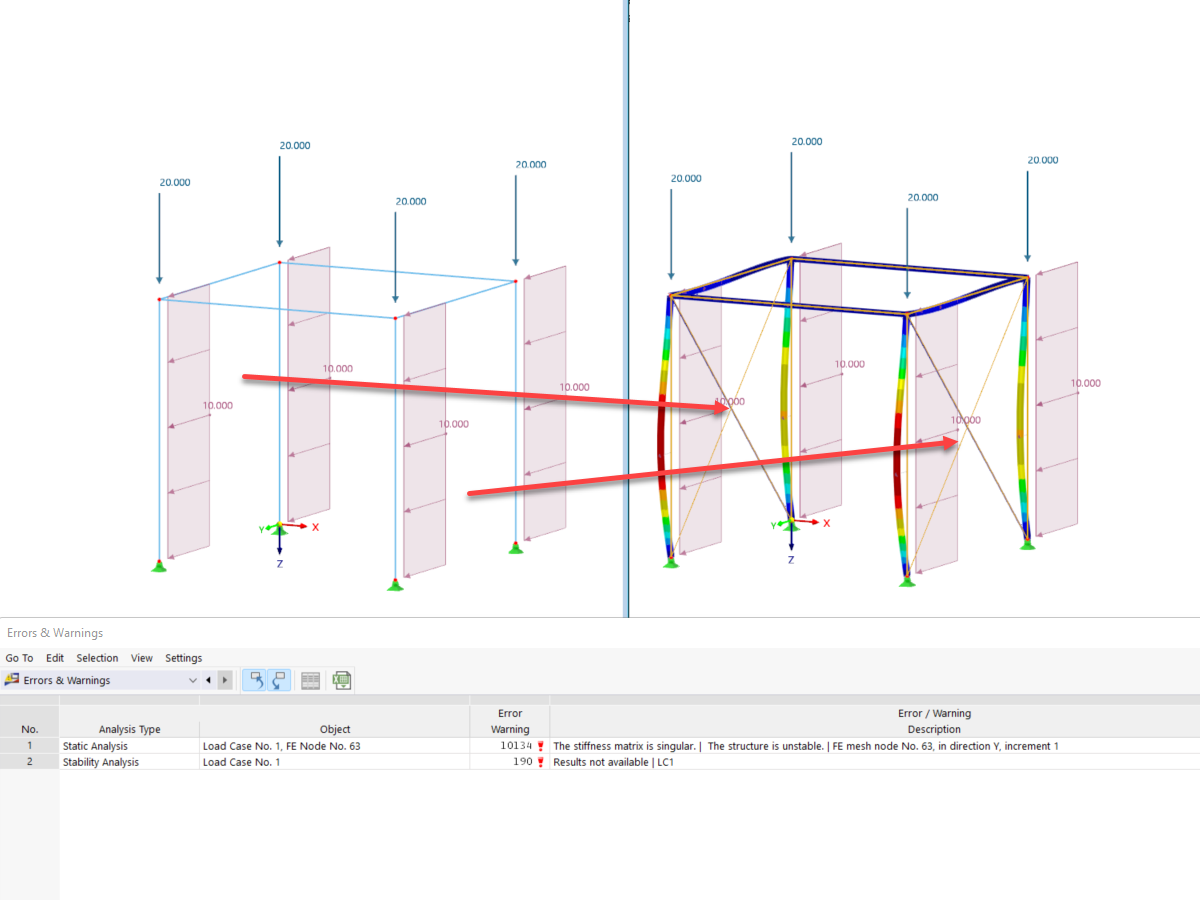FAQ 005345 | 我在 RFEM 6/RSTAB 9 中的模型不稳定。 原因可能是什么？