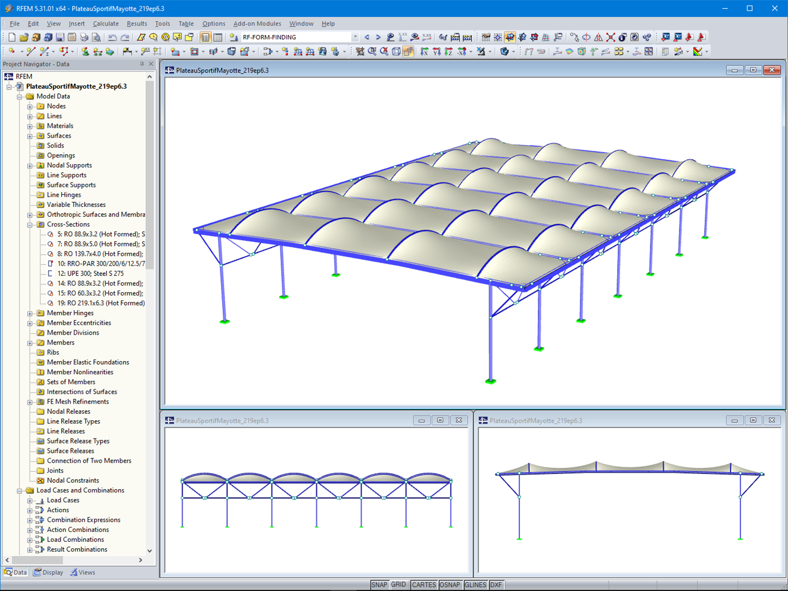 RFEM 5中的庭院模型（©Normandie Structures）