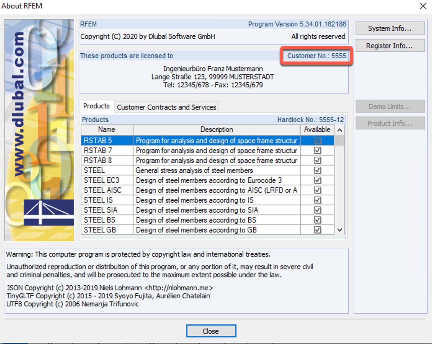 在 RFEM 5 或 RSTAB 8 中的哪里可以找到客户编号？
