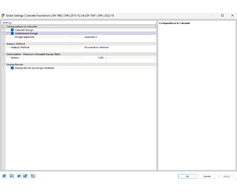 混凝土基础 | 根据 EN 1992 和 EN 1997 的全局设置