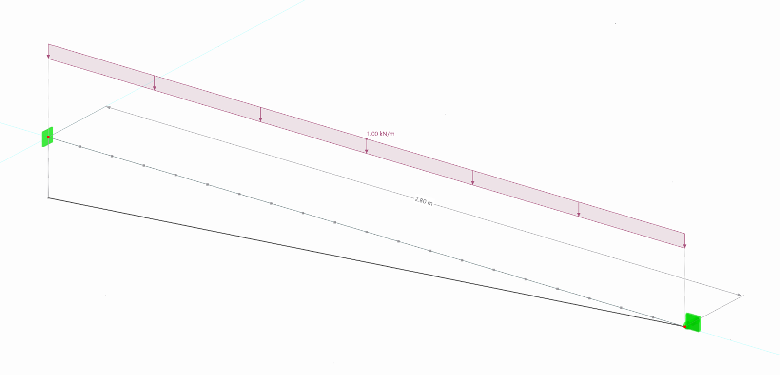 RFEM 插件在线框模型的边界条件下分析悬臂杆件