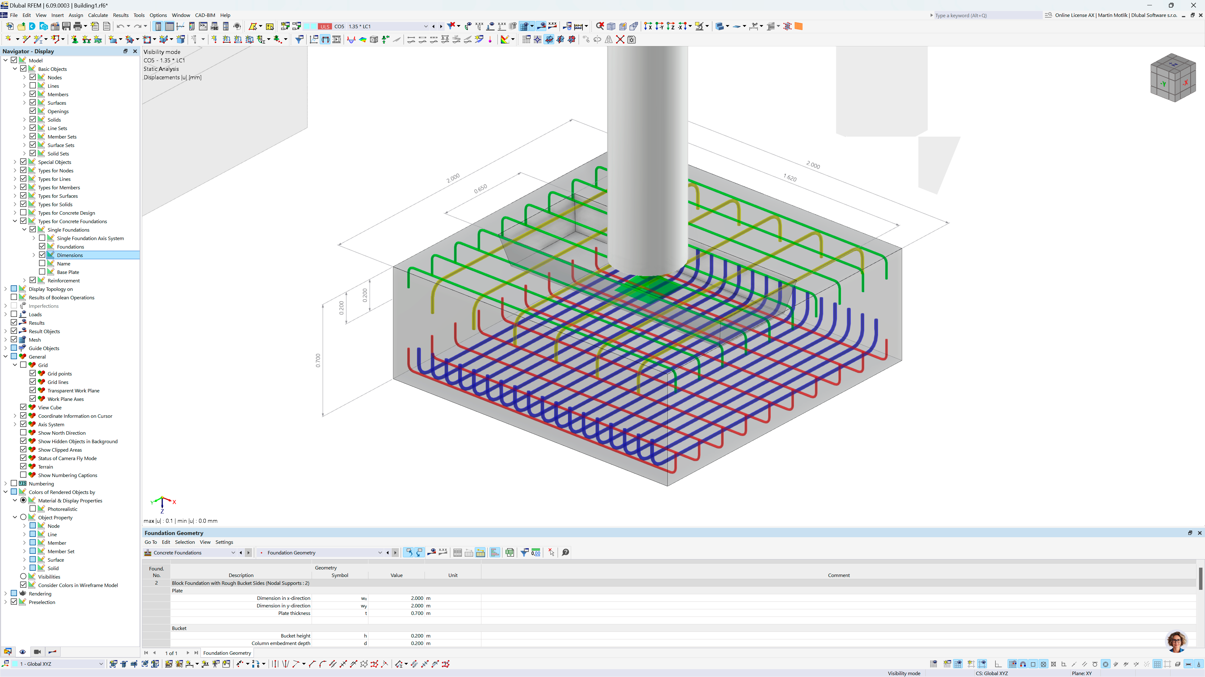 在 RFEM 6 中建模为参数化块的混凝土基础