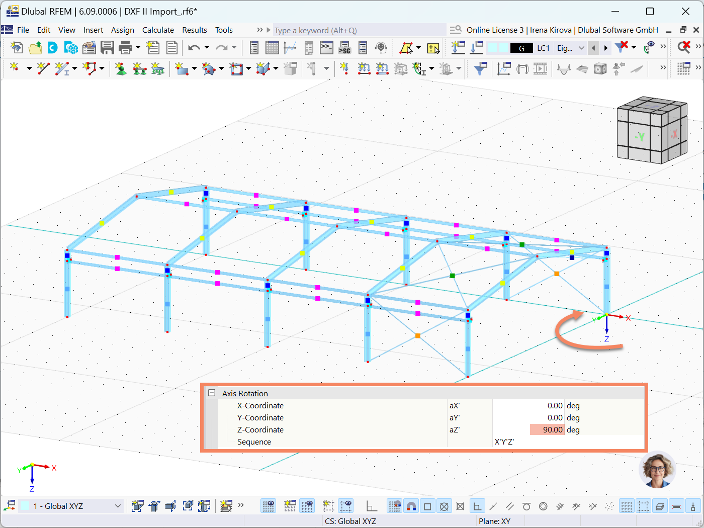 轴旋转显示为从 AutoCAD/DXF 文件导入 RFEM 6 软件环境时的选项。