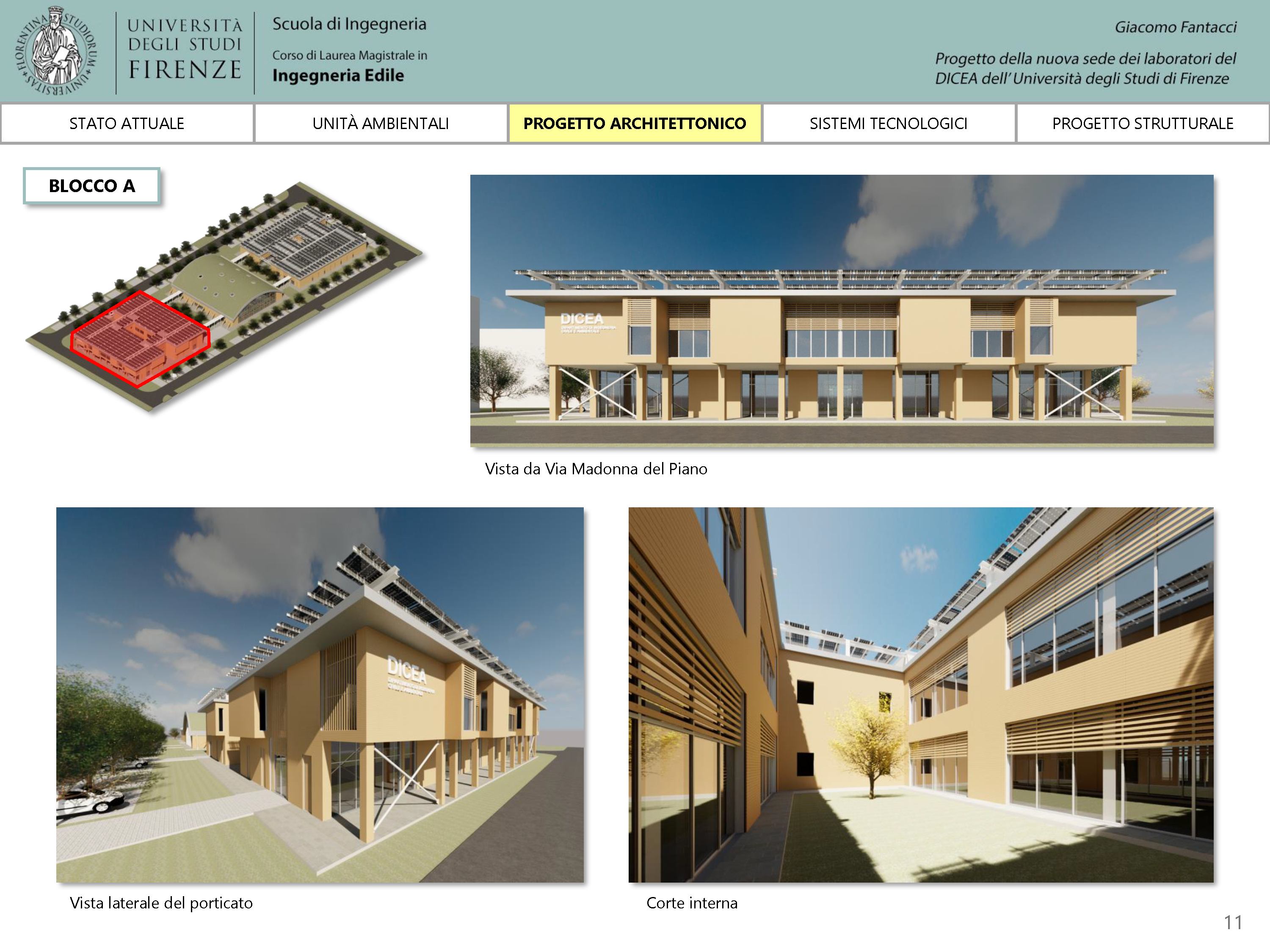 Progetto strutturale del nuovo edificio per i laboratori dell'Università di Firenze.