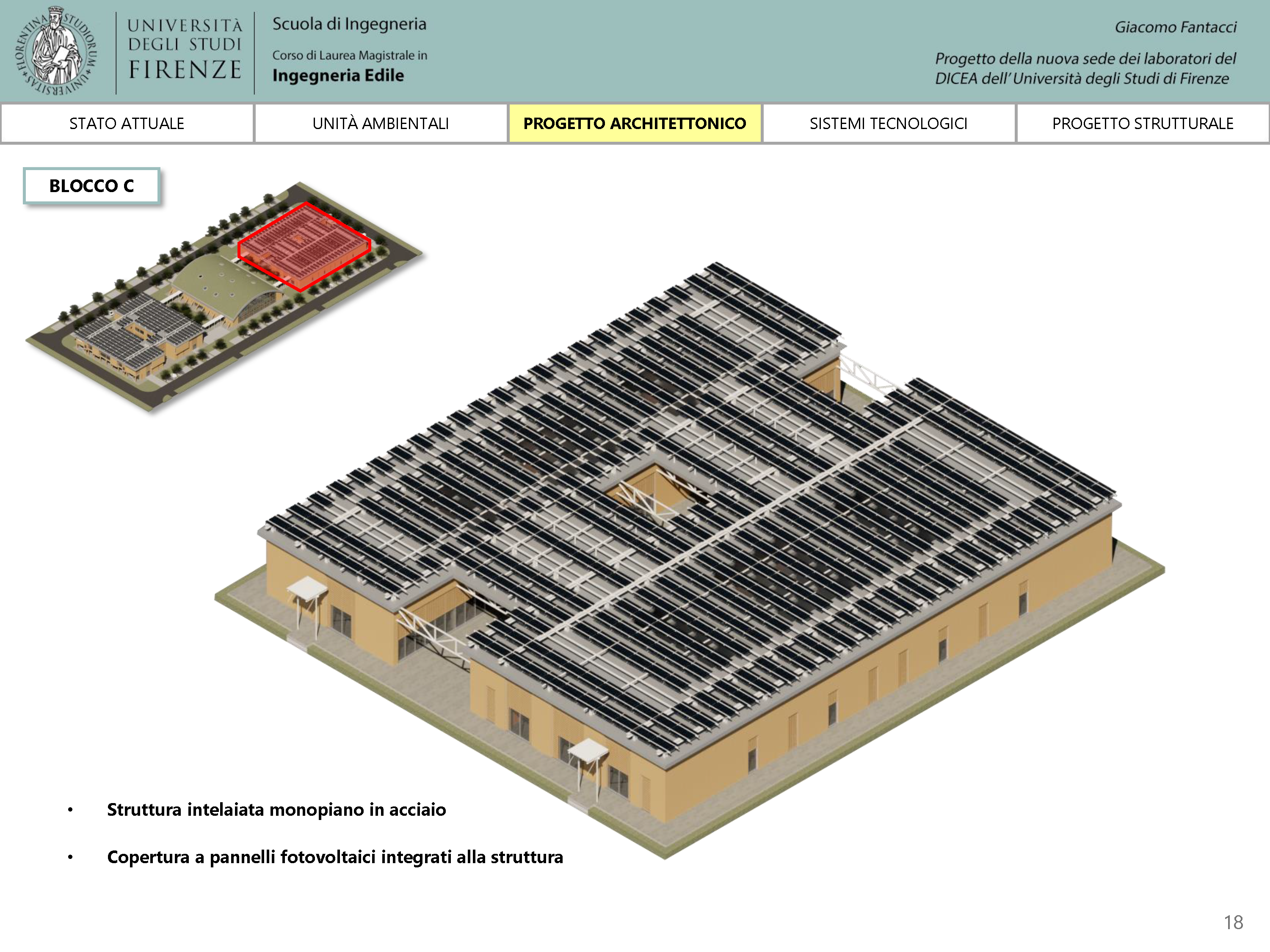 Nuova sede dei laboratori DICEA dell'Università di Firenze, moderna architettura.