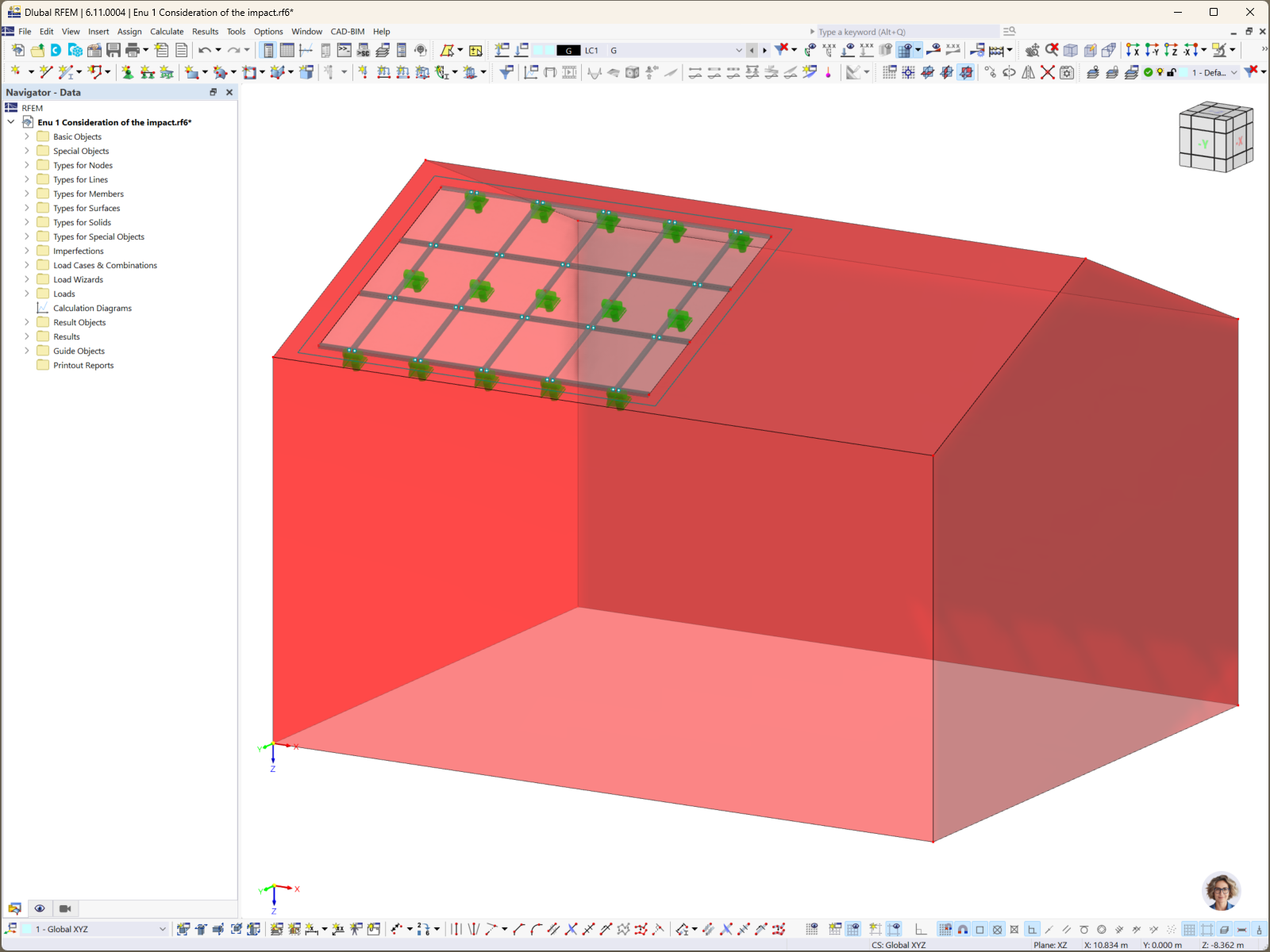 RFEM 6 中可视化的建筑屋顶光伏系统