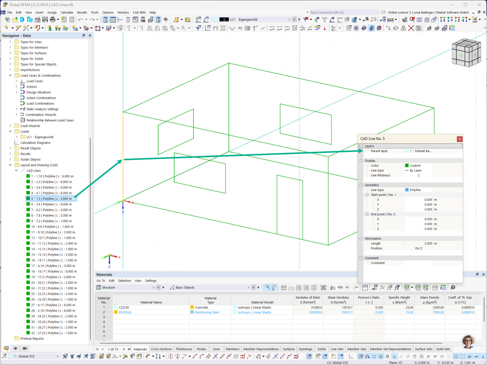 通过激活 CAD 工具在布局和图纸模块中使用 CAD 线，并利用图层管理器和 CAD 功能创建几何形状。
