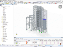 钢结构烘干塔的 RFEM 模型。结构可视化。© GMBS Design Kft.