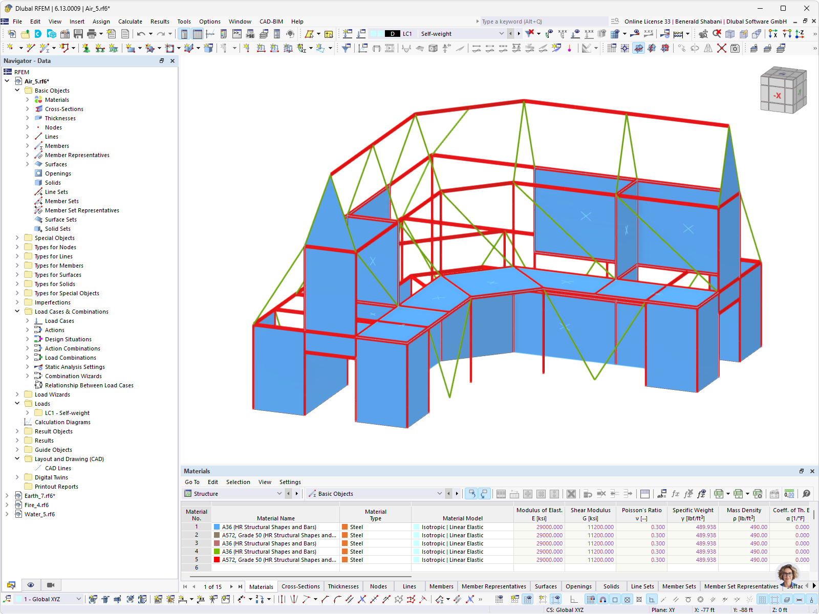 Bent on Destruction 的 RFEM 中钢结构的详细视图。