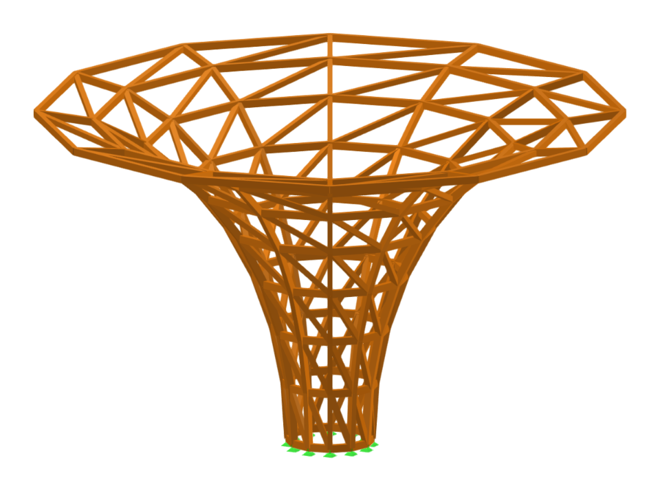 精巧的木结构网格壳体结构，展示了独特的建筑设计，具有复杂的几何图案。